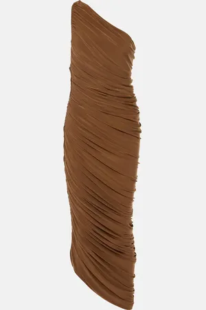 Norma Kamali Diana ruched one-shoulder midi dress