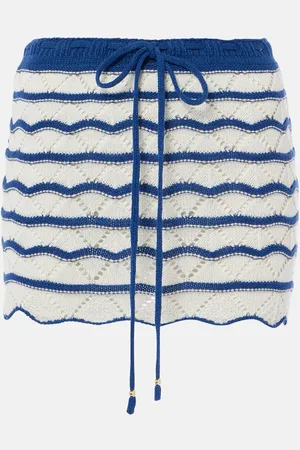 Bananhot Coco striped open-knit cotton-blend miniskirt