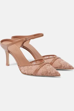 MALONE SOULIERS Uma 80 leather-trimmed lace mules