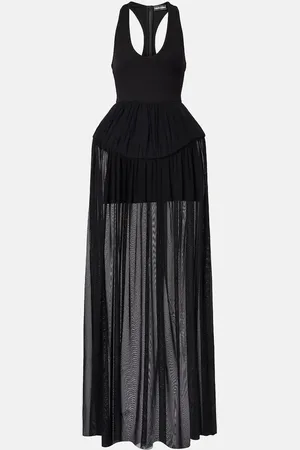 DAVID KOMA Jersey and chiffon gown