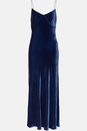 ASCENO Alberta velvet slip dress