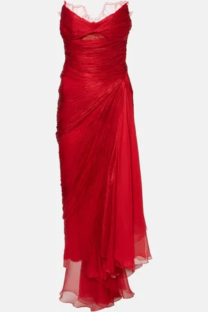 MARIA LUCIA HOHAN Jolie ruched silk bustier gown