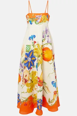 ALÉMAIS AlÃ©mais Flores floral linen midi dress