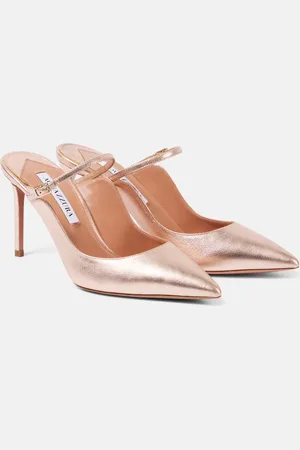Aquazzura Bellezza 85 metallic leather mules