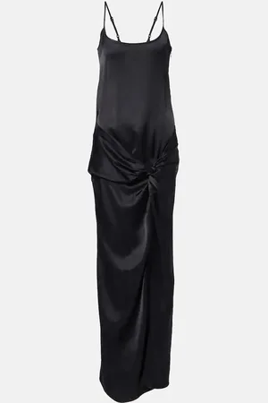 The Attico Gathered satin slip dress