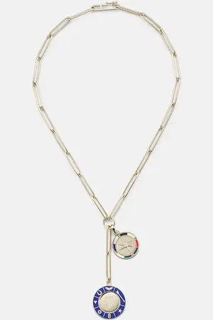 Foundrae Crescent & Internal Compass 18kt necklace with diamonds