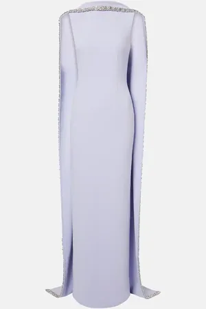 Roland Mouret Caped embellished satin crÃªpe gown