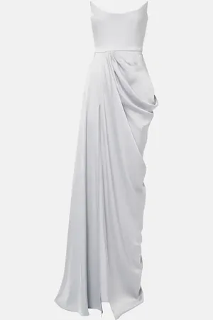 ALEX PERRY Draped satin crÃªpe bustier gown