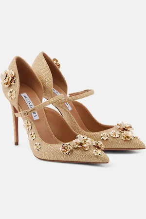 Aquazzura Bloom 105 floral-appliquÃ© pumps
