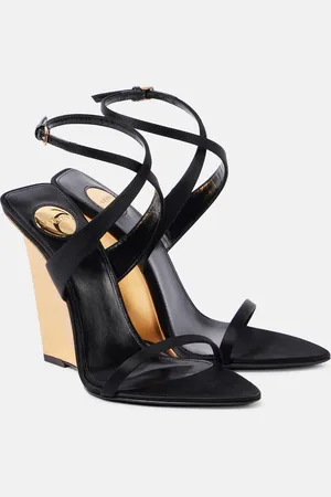 Saint Laurent SalomÃ© 110 satin crÃªpe wedge sandals