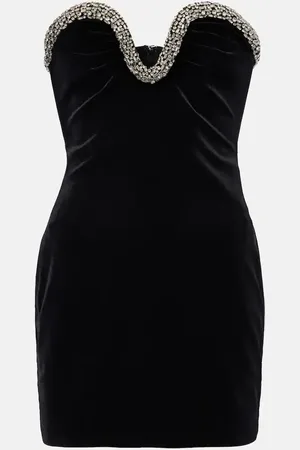 Roland Mouret Embellished velvet corset dress