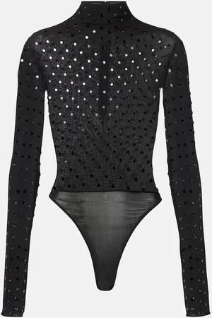 Alaïa AlaÃ¯a Embellished jersey bodysuit