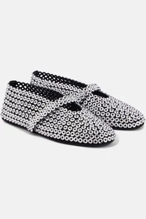 Alaïa AlaÃ¯a Eyelet-embellished suede Mary Jane flats