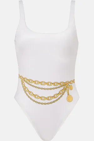 VERSACE Chain-detail printed swimsuit