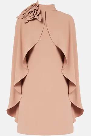 Elie saab Caped floral-appliquÃ© cady minidress