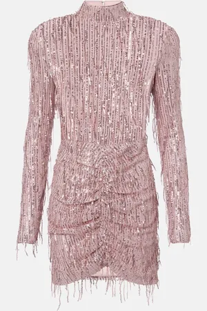 ROTATE Fringed ruched lurexÂ® cocktail dress
