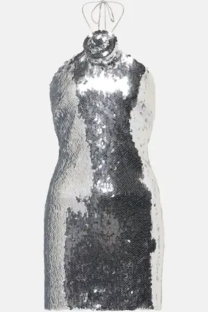 MAGDA BUTRYM Sequined floral-appliquÃ© minidress
