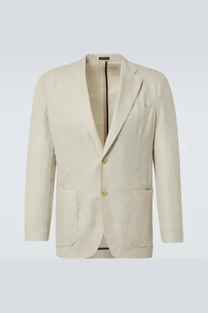 Rubinacci Herringbone wool, silk, and linen blazer