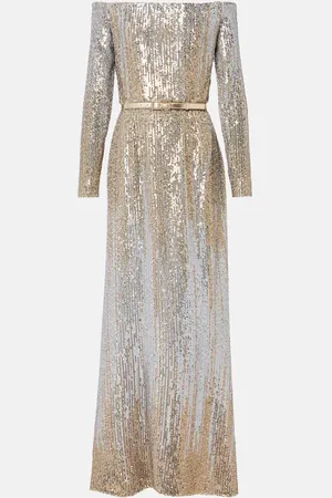 Elie saab Sequined off-shoulder gown