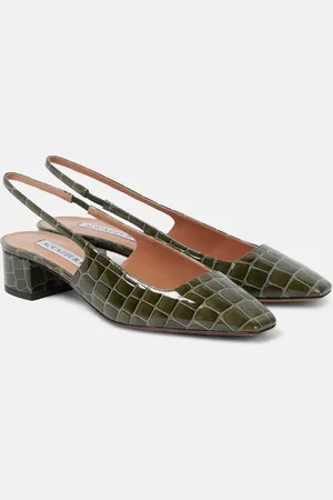 Aquazzura Ginza 35 croc-effect leather slingback pumps