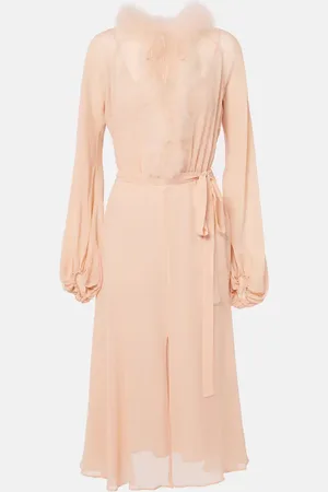 BLUMARINE Georg feather-trimmed midi dress