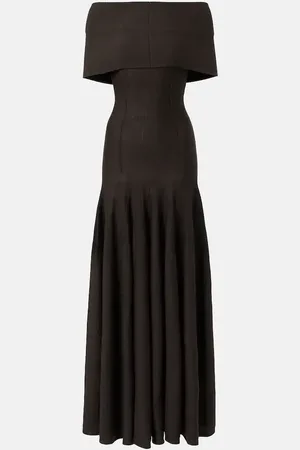 Khaite Ava off-shoulder wool-blend maxi dress