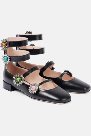 VALENTINO GARAVANI Preshoes embellished leather ballet flats