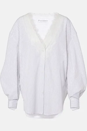 J.W.Anderson Striped lace-trimmed cotton shirt