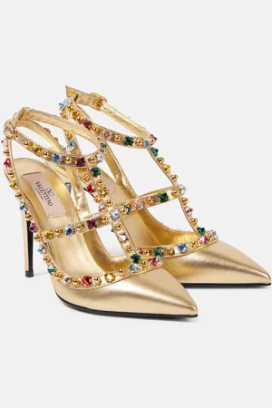 VALENTINO GARAVANI Rockstud 100 embellished leather pumps