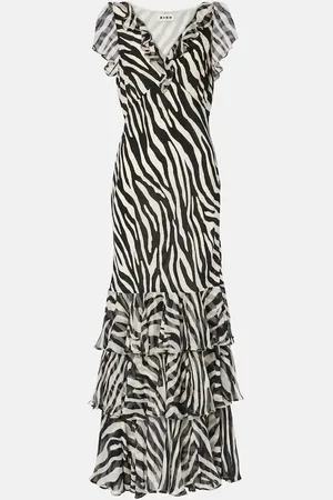 RIXO London Amelle zebra-print ruffled silk maxi dress