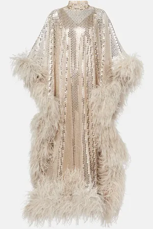 ‎Taller Marmo‎ Casta Diva Disco feather-trimmed sequined kaftan