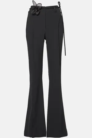 ROTATE Floral-appliquÃ© high-rise flared pants