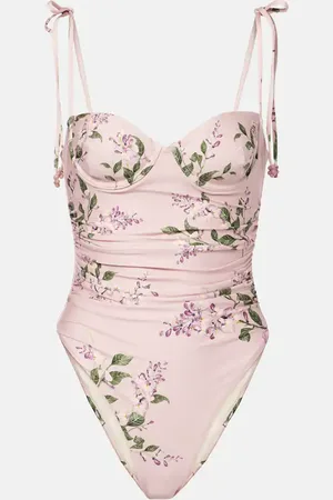 Agua by Agua Bendita RÃ¡bano Wisteria ruched floral swimsuit
