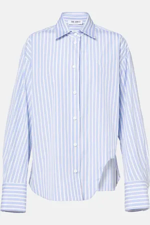 The Attico Eliza asymmetric striped cotton shirt