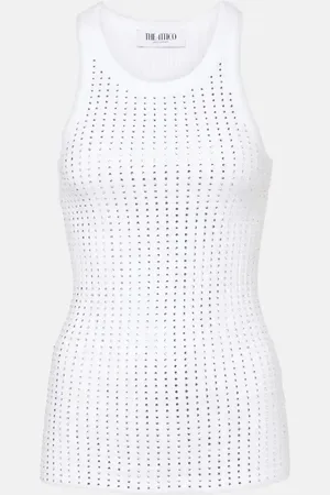 The Attico Embellished cotton jersey top