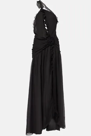BLUMARINE Ruffled halterneck silk maxi dress