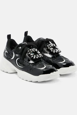 Roger Vivier Embellished leather-trimmed sneakers