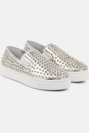Christian Louboutin Spikeboat metallic leather slip-on sneakers