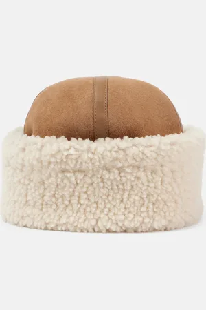 Totême Leather-trimmed shearling and suede hat