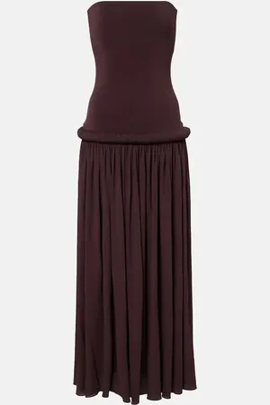 Alaïa AlaÃ¯a Strapless gathered jersey maxi dress