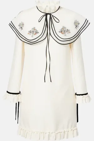 VALENTINO Crepe Couture embroidered midi dress