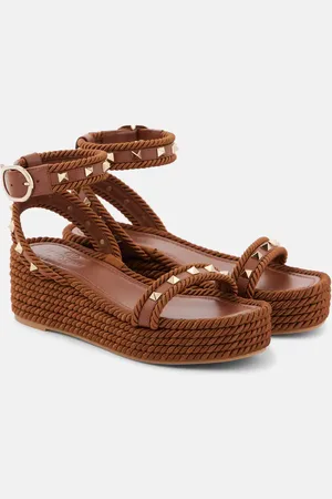 VALENTINO GARAVANI Rockstud Torchon leather espadrilles