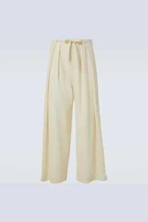 King & Tuckfield Deep Fold wool wide-leg pants