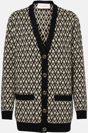 VALENTINO Toute La V virgin wool jacquard cardigan