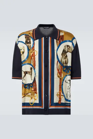 Dolce & Gabbana Printed silk and cotton bowling shirt