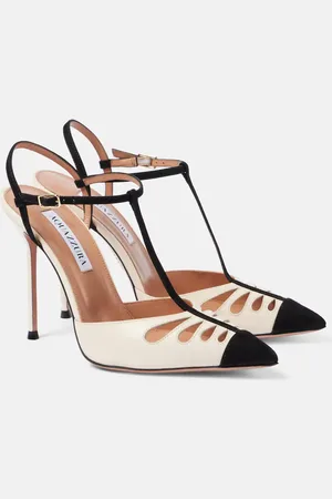 Aquazzura Camille 105 leather and suede pumps