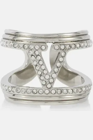 VALENTINO VLogo crystal-embellished ring