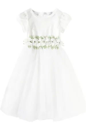 MONNALISA Sequined floral-appliquÃ© tulle dress