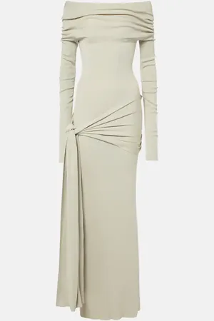 AYA MUSE Kora off-shoulder silk-blend maxi dress