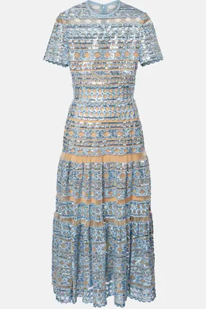 Elie saab Embroidered tulle maxi dress